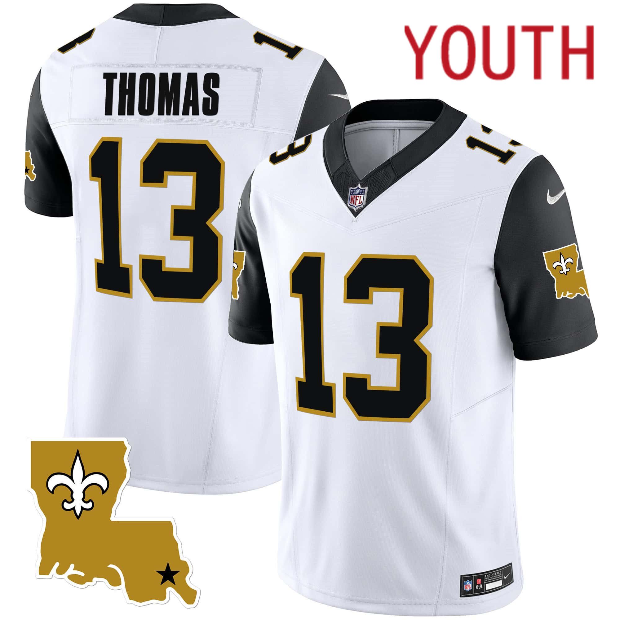 Youth New Orleans Saints 13 Thomas White 2024 Nike 1987 Legacy Vapor Limited NFL Jersey style 2